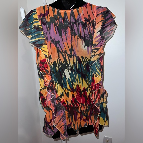 Multicolor Abstract flirty Ruffle Top - Picture 3 of 3